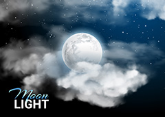 夜晚云层中的月亮矢量素材