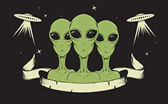 三个绿色卡通外星人矢量素材