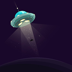 夜空中的外星飞碟创意卡通矢量素材