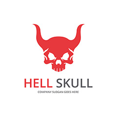 红色恶魔骷髅logo设计矢量素材