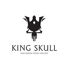 黑色抽象皇冠骷髅logo设计矢量素材
