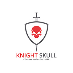 红色骑士盾牌骷髅logo设计矢量素材