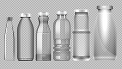 多款透明饮料瓶包装设计矢量素材
