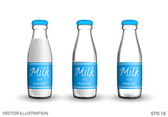 牛奶玻璃瓶包装设计矢量素材