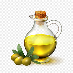 玻璃油壶里的橄榄油和青橄榄矢量素