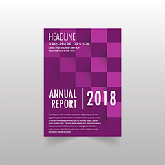 紫色时尚方块年度报告画册封面矢量