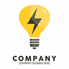 黄色闪电灯泡logo矢量素材
