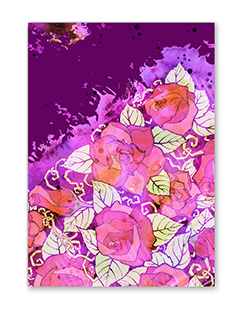 紫色水彩手绘鲜花请柬贺卡矢量素材