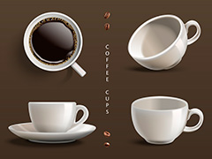 不同角度的咖啡杯创意广告矢量素材