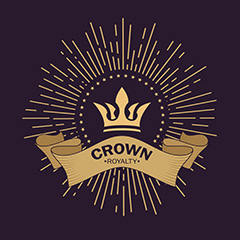 金色闪耀王冠标志标签矢量素材