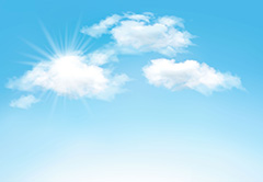 蓝色天空中漂浮的云朵和阳光矢量素材