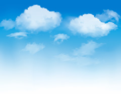 湛蓝的天空漂浮的几朵白云矢量素材