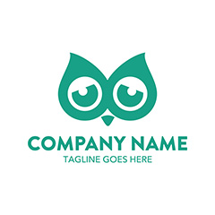 绿色猫头鹰logo矢量素材