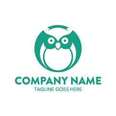 绿色圆形创意猫头鹰logo矢量素材