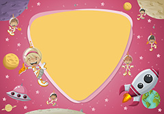 卡通儿童宇航员宇宙科技背景边框矢量素材