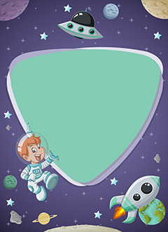 创意紫色卡通儿童宇航员宇宙科技背景边框矢量素材