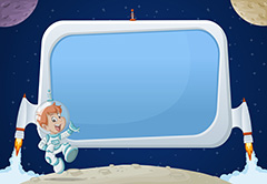 创意蓝色卡通儿童太空宇宙科技边框背景矢量素材