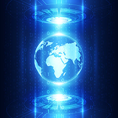 蓝色抽象全球数字信息科技背景矢量素材