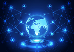 蓝色全球网络科技背景矢量素材