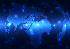 蓝色发光全球网络科技背景矢量素材