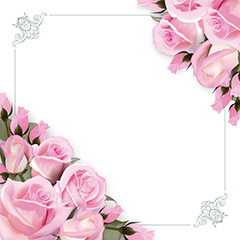 唯美欧式粉红色玫瑰花朵边框花边矢量素材