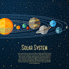 太阳系宇宙行星插图矢量素材