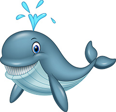 喷水的可爱鲸鱼卡通矢量素材
