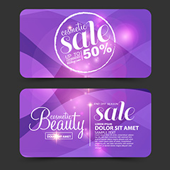 紫色唯美光斑美容护肤促销卡片矢量素材