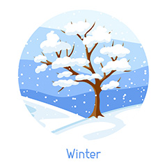 落满白雪的大树冬季风景矢量素材