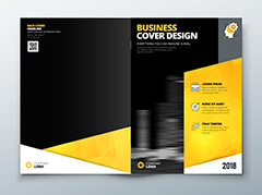 黑黄色企业宣传册封面模板矢量素材