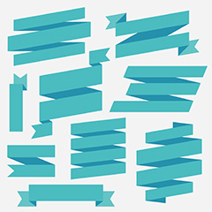 创意蓝色丝带折纸横幅标签矢量素材