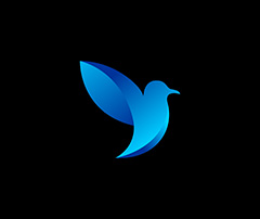 蓝色抽象小鸟logo矢量素材