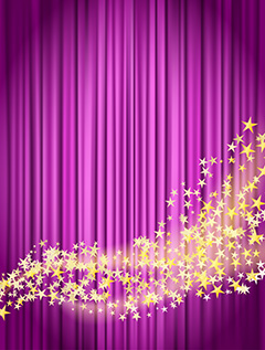 紫色窗帘梦幻星光魔法唯美背景矢量素材
