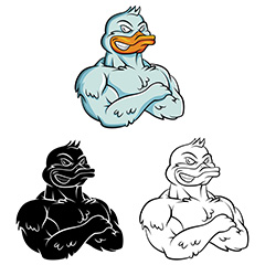 三款卡通强壮的鸭子插画矢量素材