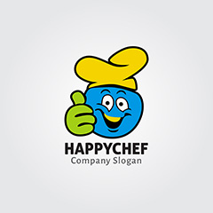 卡通可爱开心的厨师彩色logo矢量素材