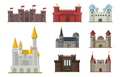 九款复古卡通城堡矢量素材