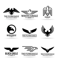 多款黑白色鹰标志集合矢量素材