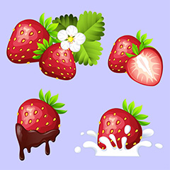 四款卡通草莓矢量素材