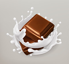 淡灰色背景上的牛奶巧克力矢量素材