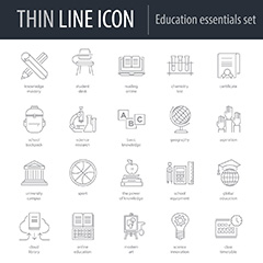 二十款教育用品icon小图标矢量素材
