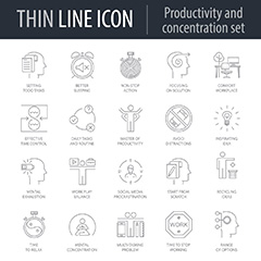 二十款生产力和集中度icon图标矢量素材