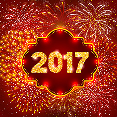 2017新年红色绚丽粒子烟花背景矢量素材