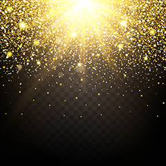 金色闪耀光斑下飘落的闪亮光效粒子矢量素材