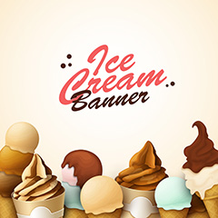 冰淇淋甜点美食矢量素材