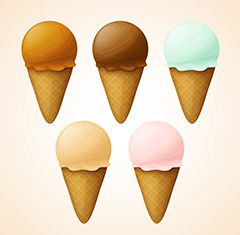 彩色冰淇淋甜点美食矢量素材