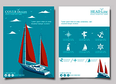 时尚帆船单页设计矢量素材