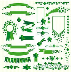 绿色四叶草花纹装饰矢量素材