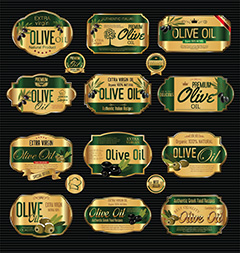 绿色橄榄油标签设计矢量素材