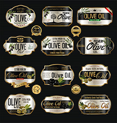 黑色橄榄油标签设计矢量素材