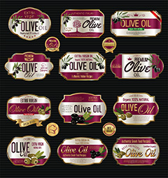 粉色橄榄油标签设计矢量素材